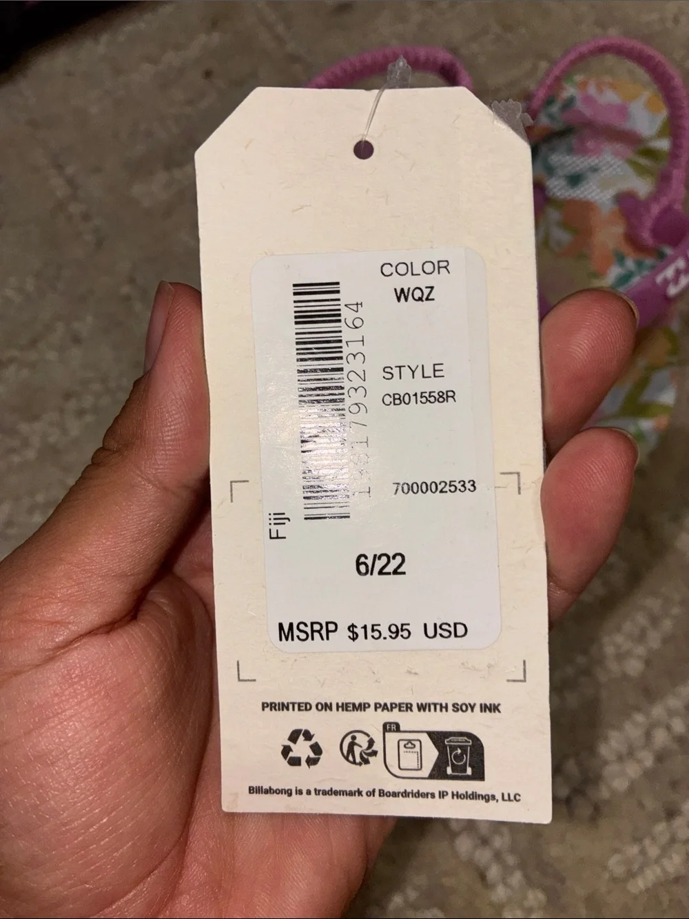 Billabong Pink Floral Kids Sandal with Elastic Back Strap